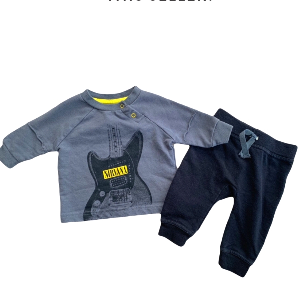 Nirvana 6-9 Months Band Pullover Sweatshirt And Joggers Outfit Set
